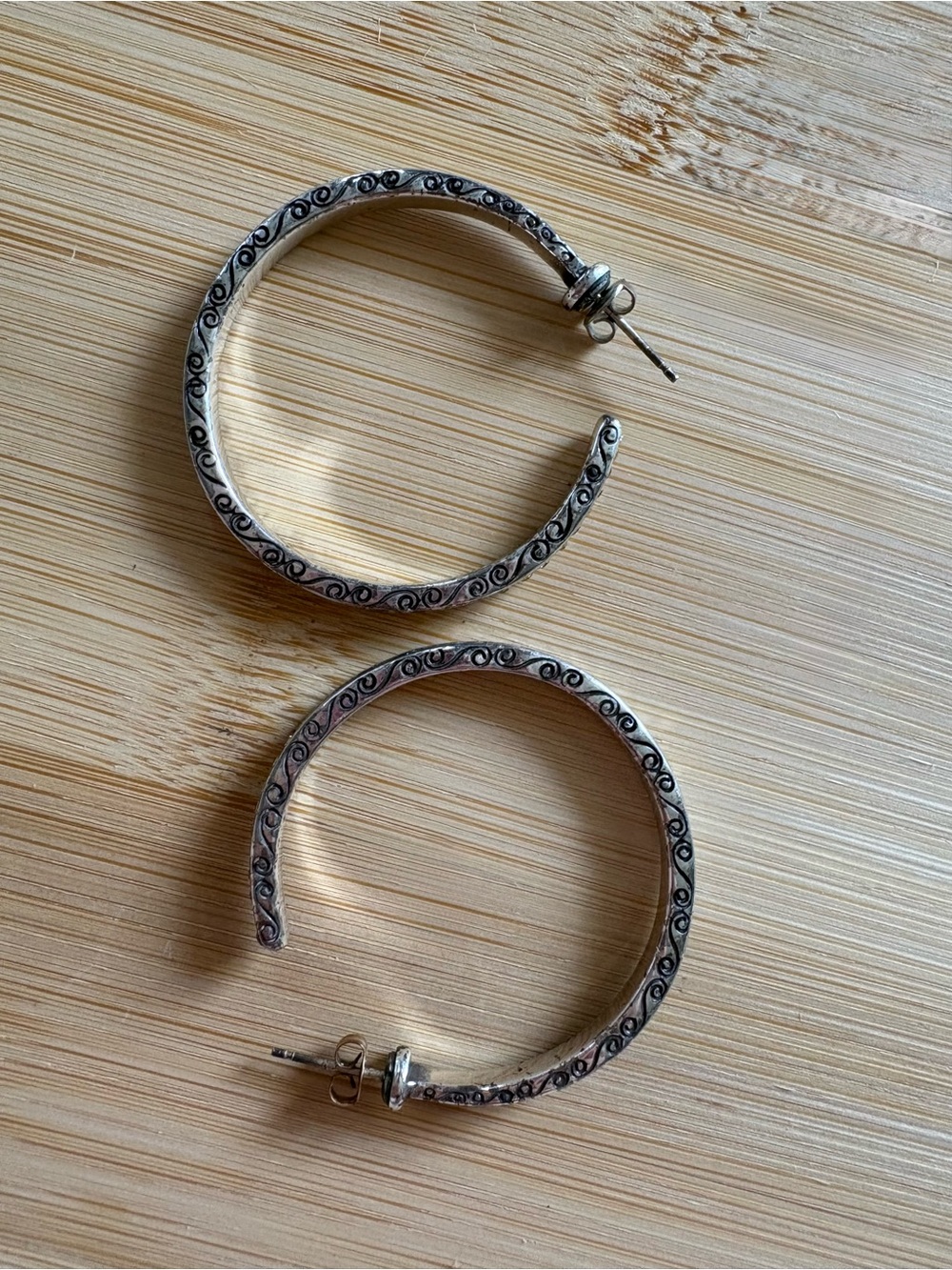 Brighton Secret of Love Hoop Earrings Scrolls Rhinestones Hoops